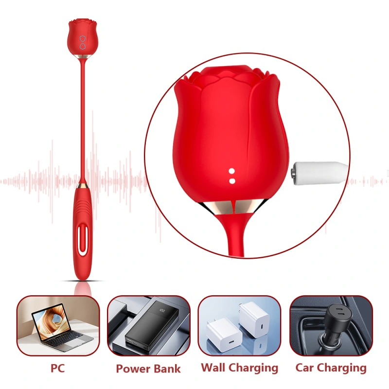 Rose Sex Toy Oral Licking Thrusting Vibrator 2IN1 Sex Toys for Women Couple