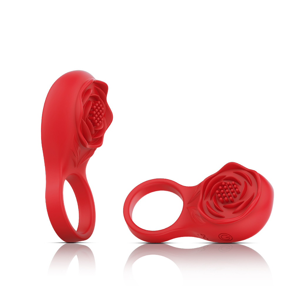 Rose Vibrator G-Spot Clit Massager Adult Sex Toy Vibrating Cock Ring Penis Dildo