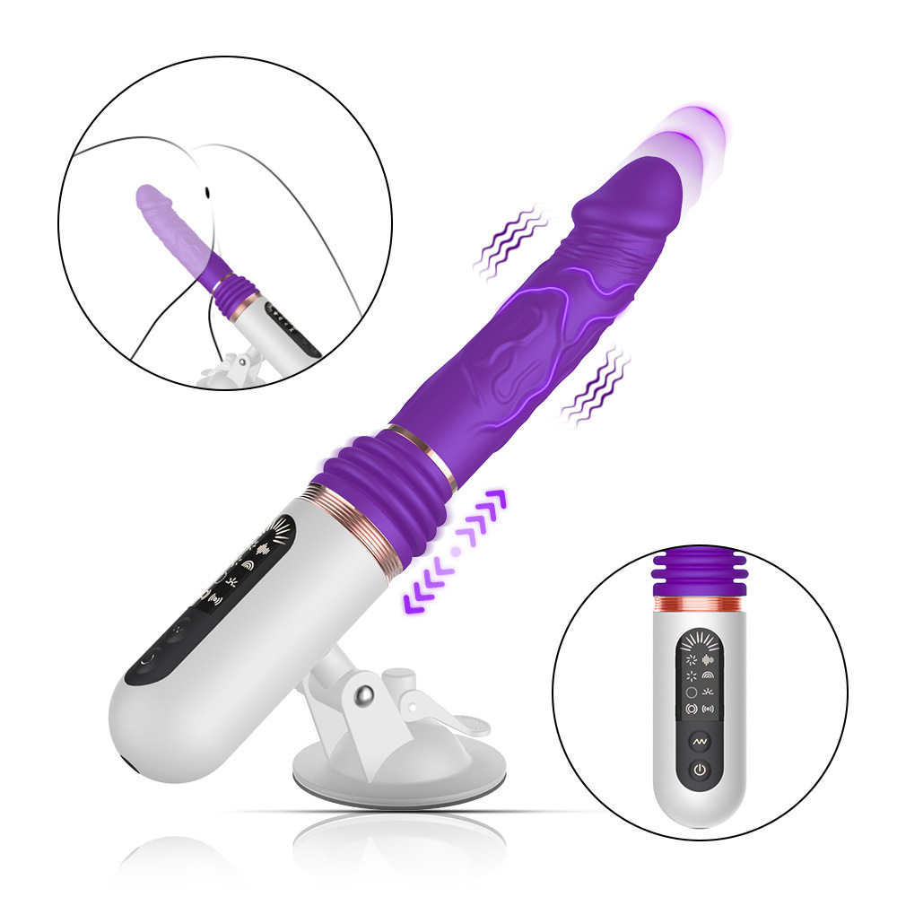 Heating Thrusting Dildo Vibrator Remote HandsFree Gun Machine Sex Toys for Women