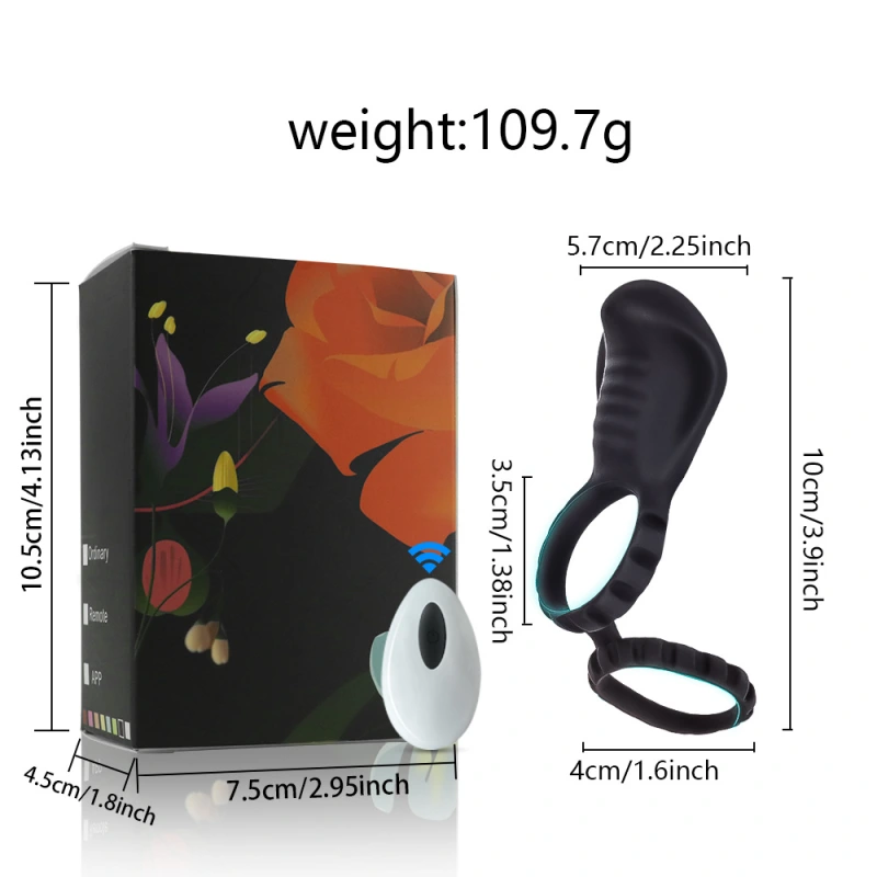 Dual Ring Vibrating Penis Cock Ring Clit Stimulator Couple Toys Men Rechargeable