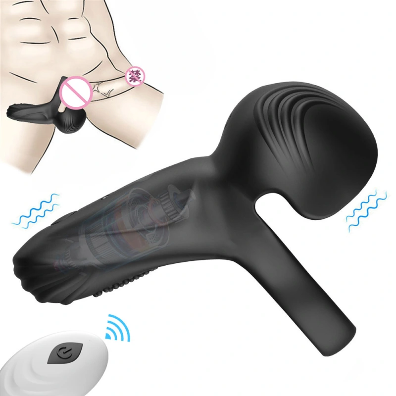Trinity 10x Vibrating Silicone Cock Ring With Taint Stim And Remote