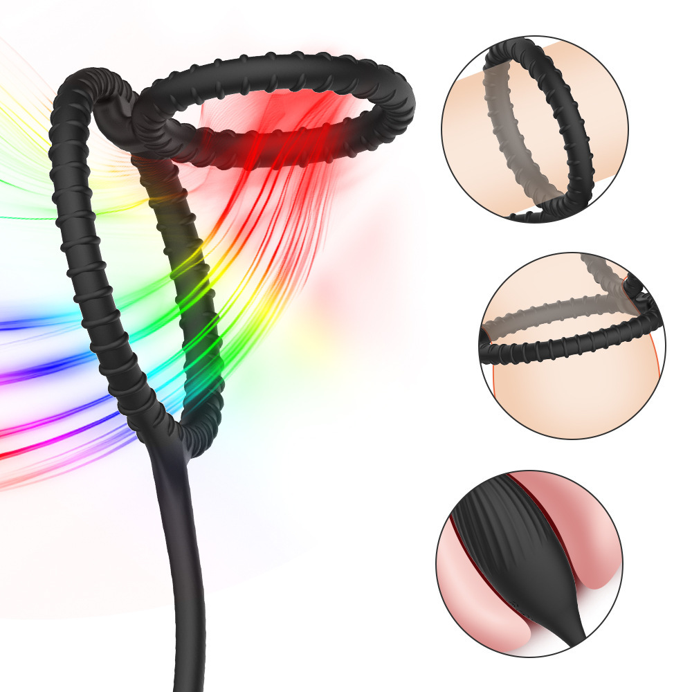 Penis Cock Ring Vibrator Anal Butt Plug Male Prostate Massager Sex Toys for Men