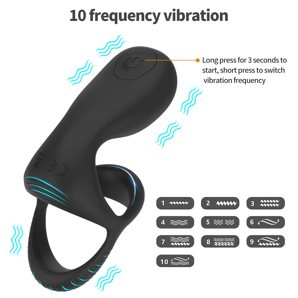 Vibrating Penis Cock Ring Delay Vibrator Clit Stimulator Couple Sex Toys for Men