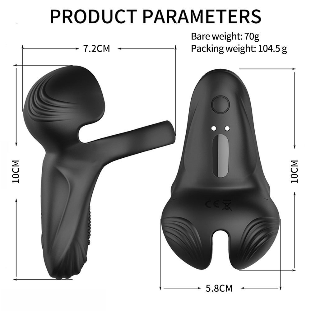 Trinity 10x Vibrating Silicone Cock Ring With Taint Stim And Remote