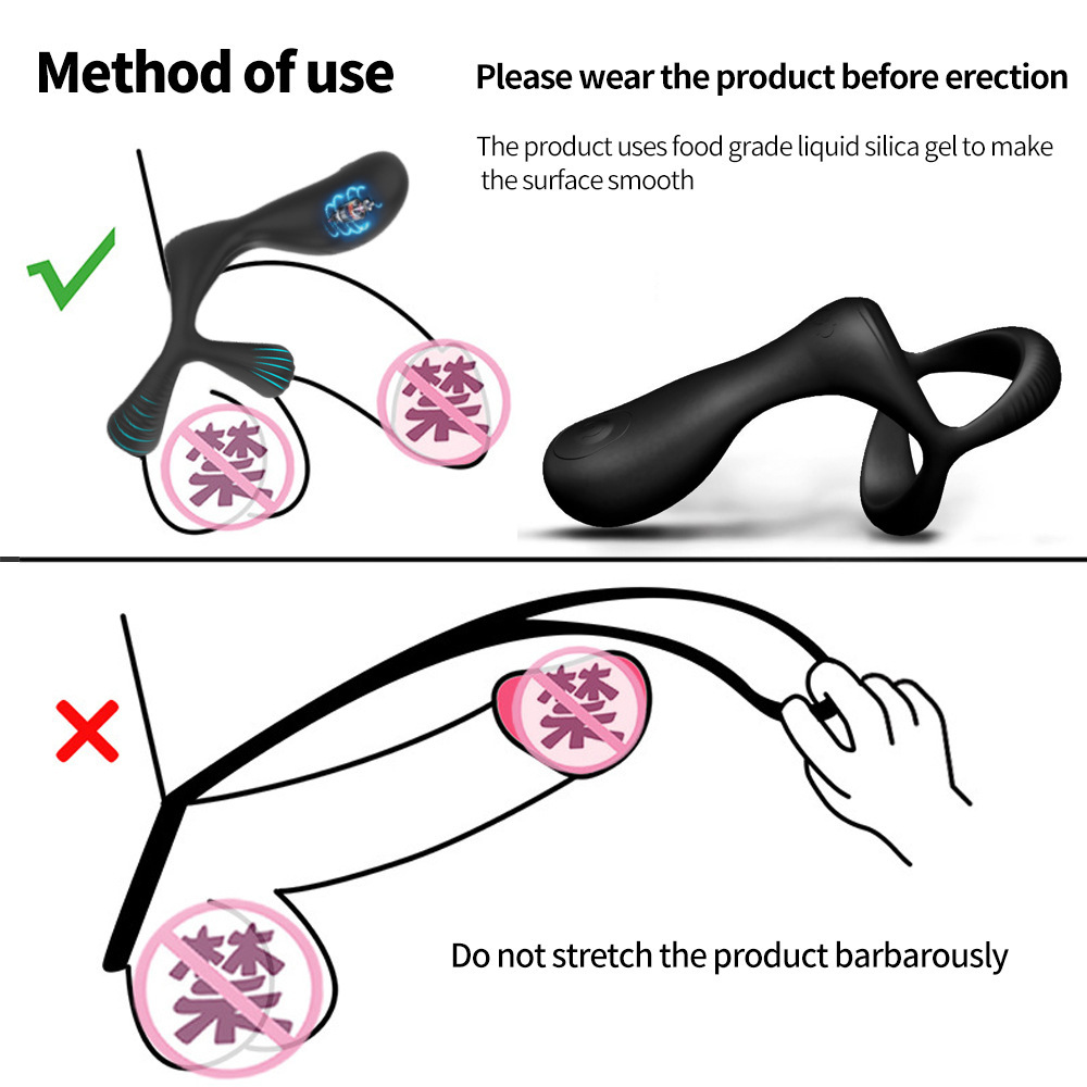 Vibrating Penis Cock Ring Delay Vibrator Clit Stimulator Couple Sex Toys for Men