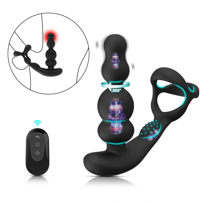 Male Prostate Massager Thrusting Anal Vibrator Penis Cock Ring Sex Toy for Men