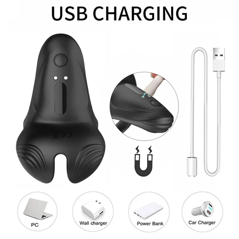 Trinity 10x Vibrating Silicone Cock Ring With Taint Stim And Remote