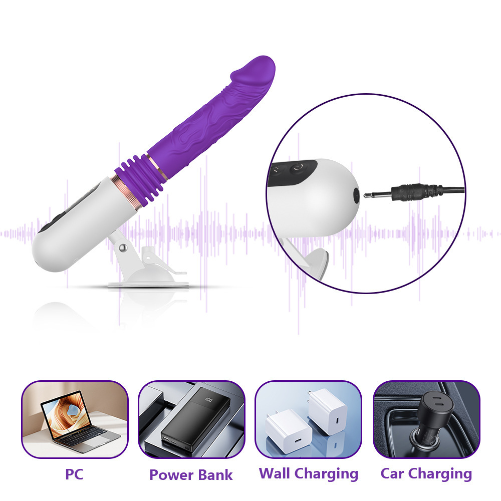Heating Thrusting Dildo Vibrator Remote HandsFree Gun Machine Sex Toys for Women