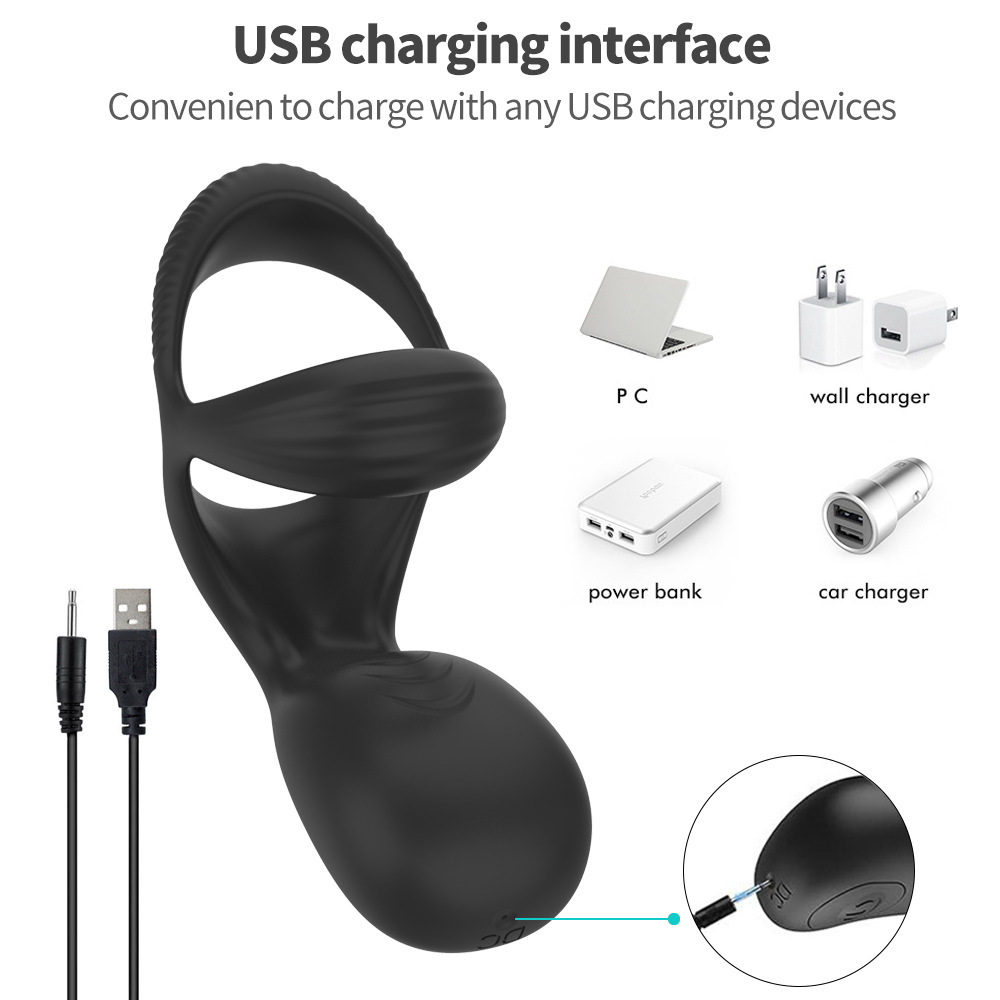 Vibrating Penis Cock Ring Delay Vibrator Clit Stimulator Couple Sex Toys for Men