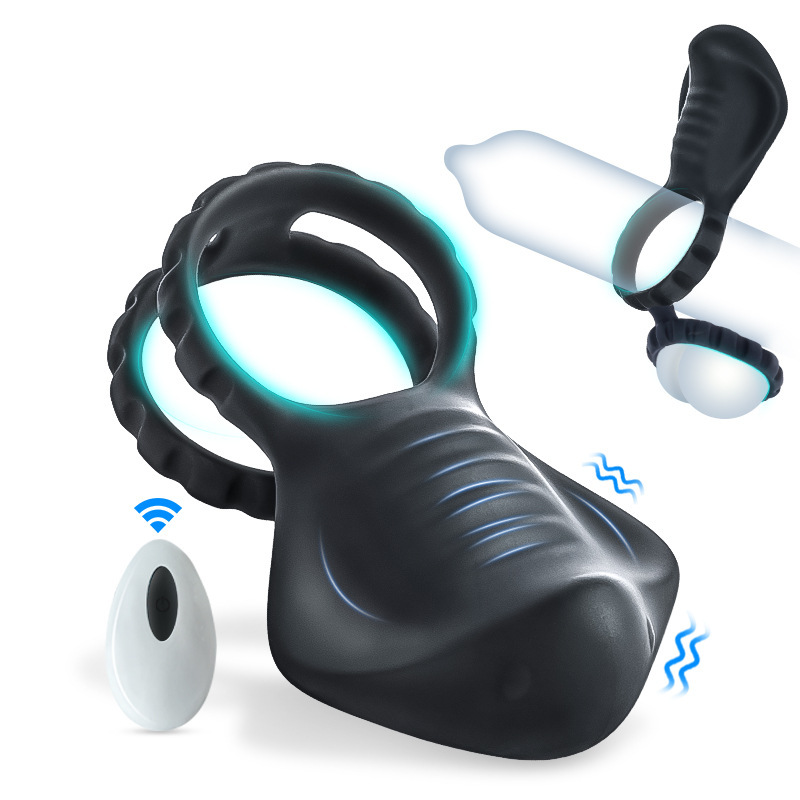Dual Ring Vibrating Penis Cock Ring Clit Stimulator Couple Toys Men Rechargeable
