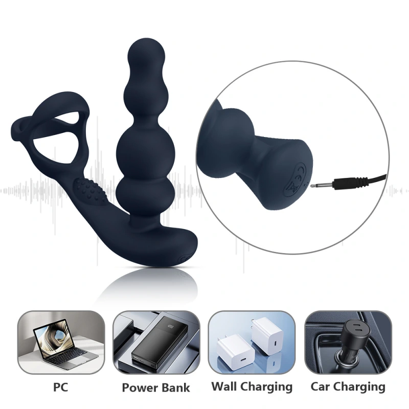Male Prostate Massager Thrusting Anal Vibrator Penis Cock Ring Sex Toy for Men