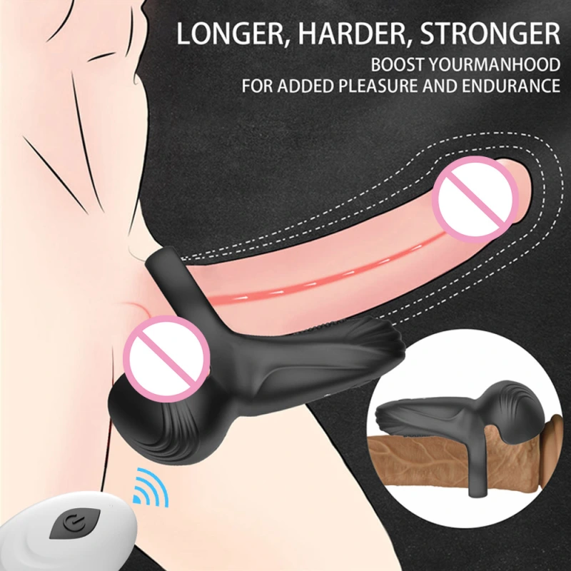 Trinity 10x Vibrating Silicone Cock Ring With Taint Stim And Remote