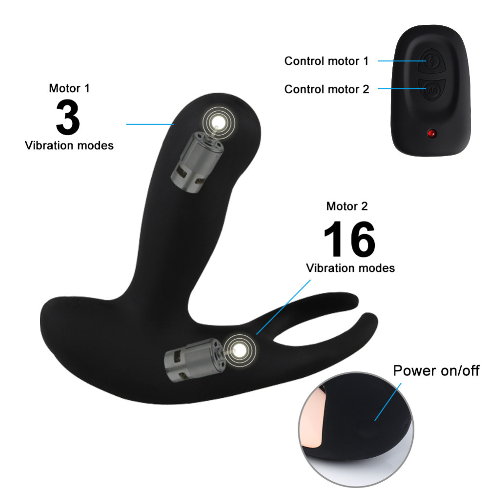 Ode vibrating and thrusting butt plug with testicle massager