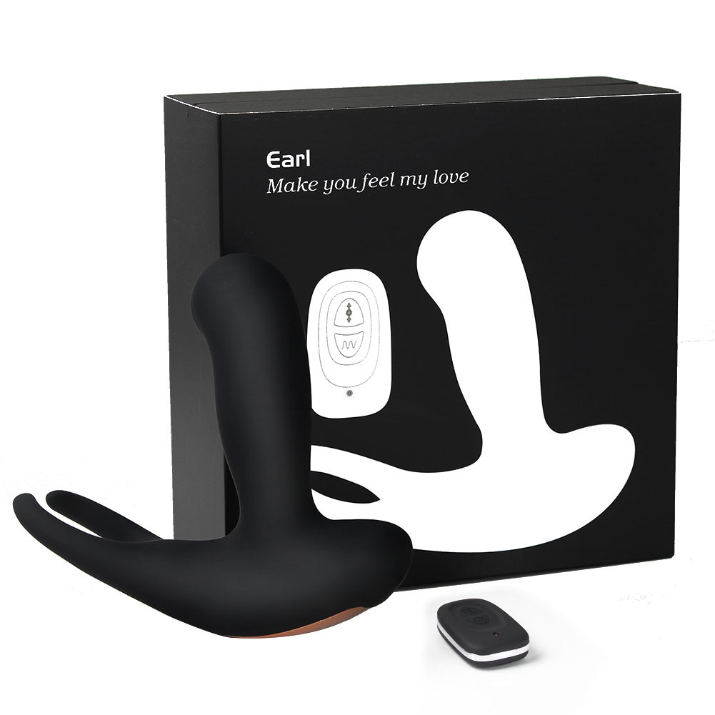 Ode vibrating and thrusting butt plug with testicle massager
