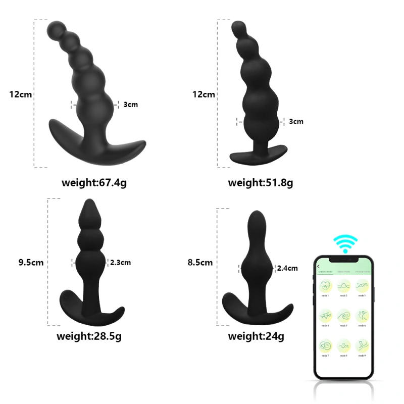 Anal Plug Vibrating Butt Plug, 4PCS Silicone Adult Sex Toys Anal Plugs,Remote Co