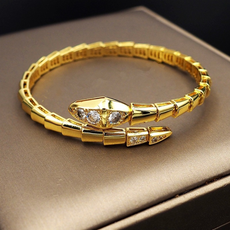 Women's high-end Baojia thick gold fashionable narrow version snake opening bracelet rose gold