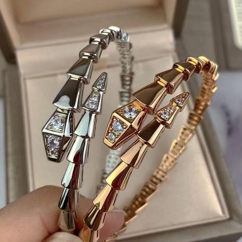 Women's high-end Baojia thick gold fashionable narrow version snake opening bracelet rose gold