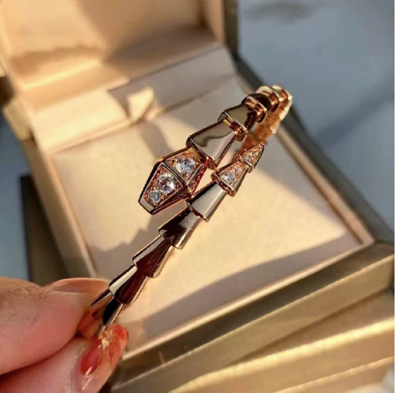Women's high-end Baojia thick gold fashionable narrow version snake opening bracelet rose gold