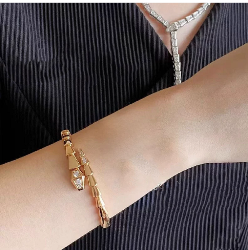 Women's high-end Baojia thick gold fashionable narrow version snake opening bracelet rose gold
