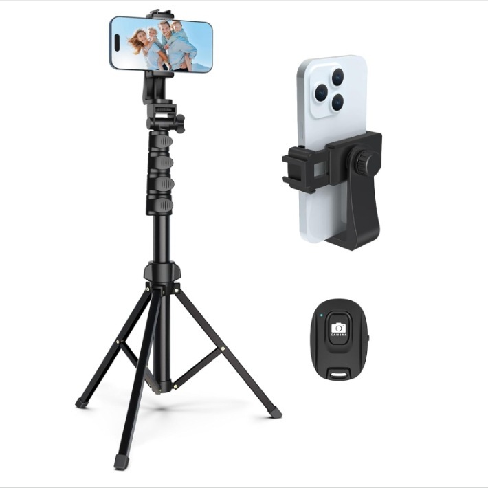 71” Phone Tripod & Selfie Stick, Portable All in One Extendable Cell Phone Tripod Stand, with Wireless Remote Control for iPhone/Samsung/Android/Camera