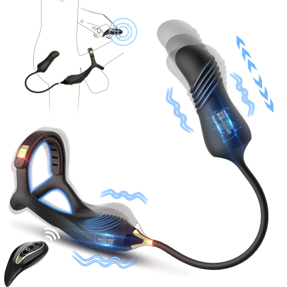 Silicone Vibrating Plug with Cock & Ball Ring and Remote