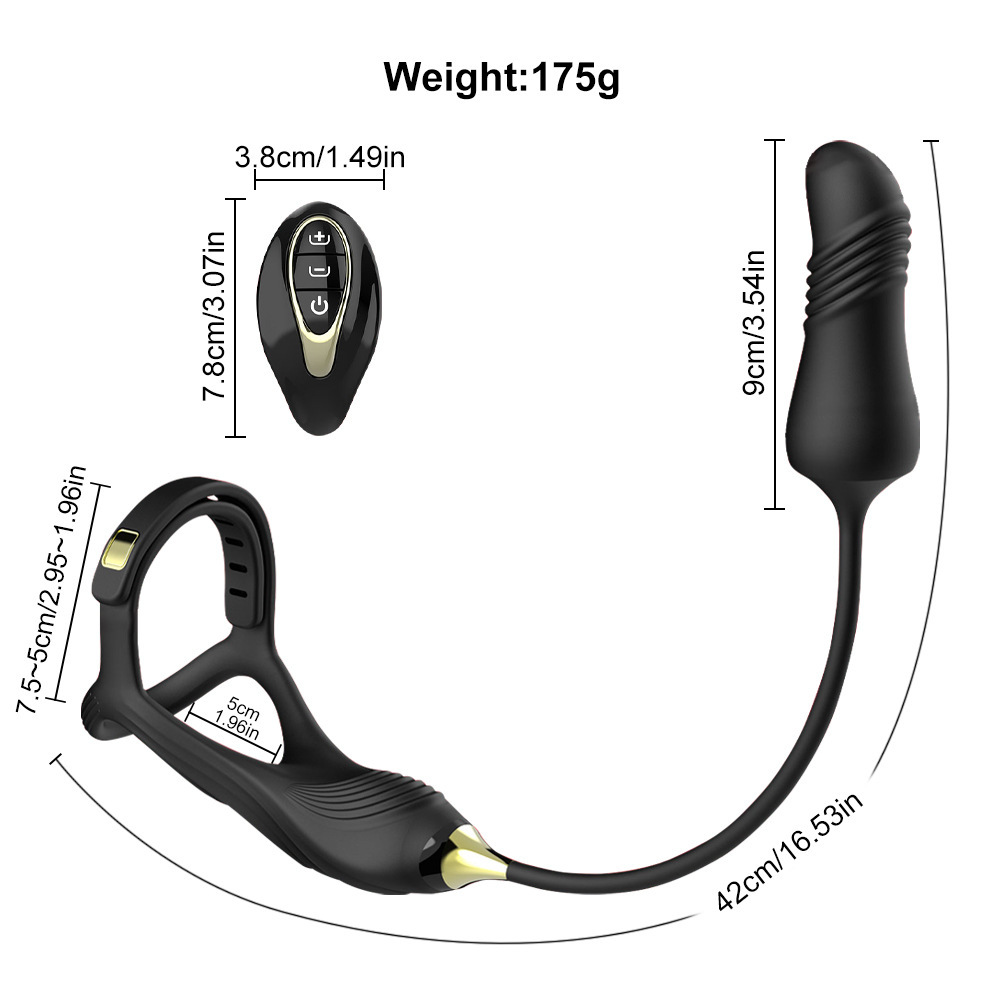 Silicone Vibrating Plug with Cock & Ball Ring and Remote