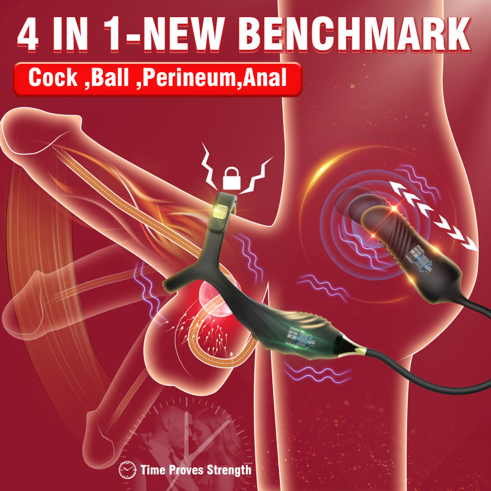 Silicone Vibrating Plug with Cock & Ball Ring and Remote