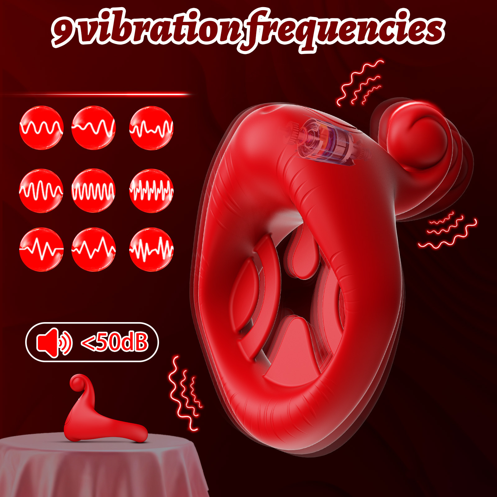 Vibrating Cock Ring Adult Sex Toys with Rose Clitoral Testicles Vibrator Couples