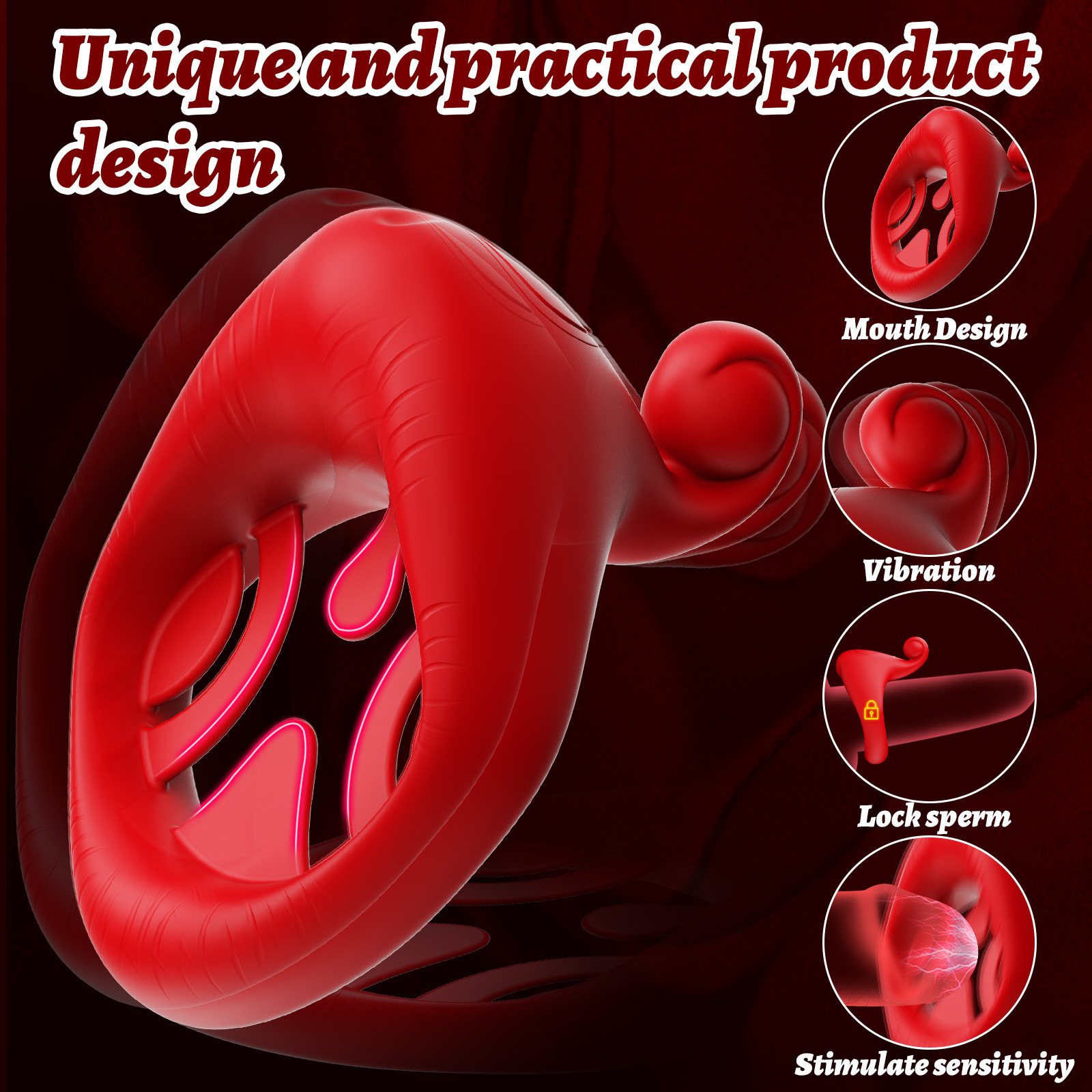 Vibrating Cock Ring Adult Sex Toys with Rose Clitoral Testicles Vibrator Couples