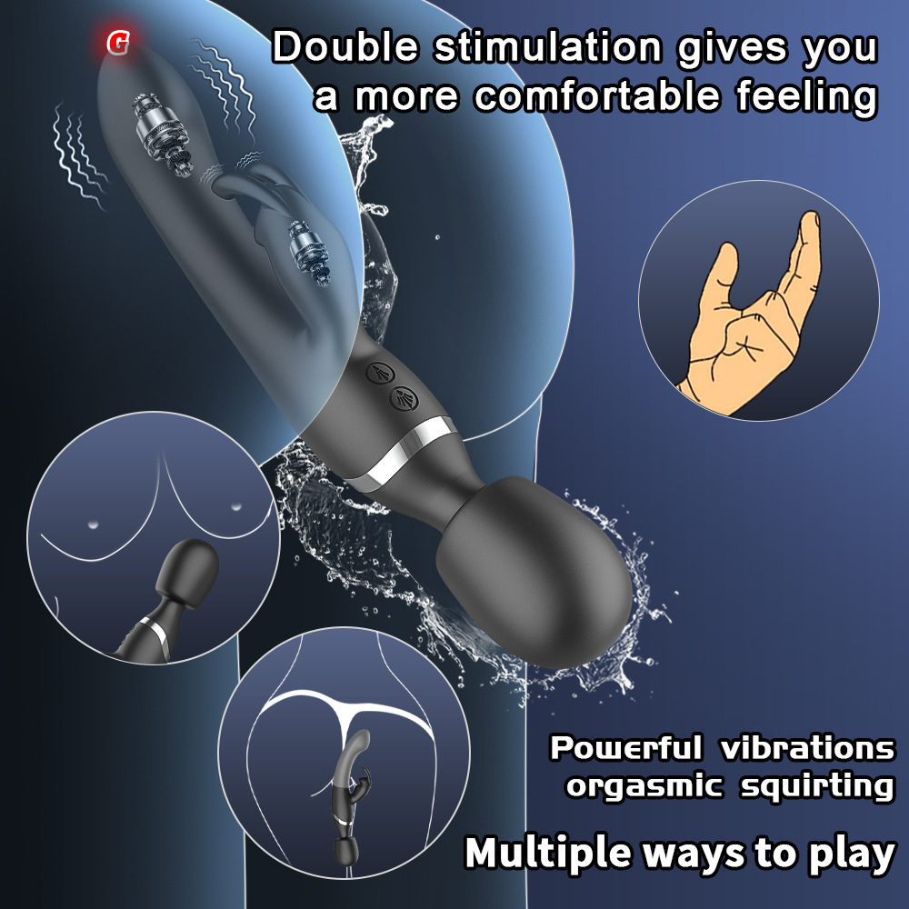 Rechargeable Dildo Vibrator Rabbit Clit G-spot Massager Wand Sex Toys Women BDSM