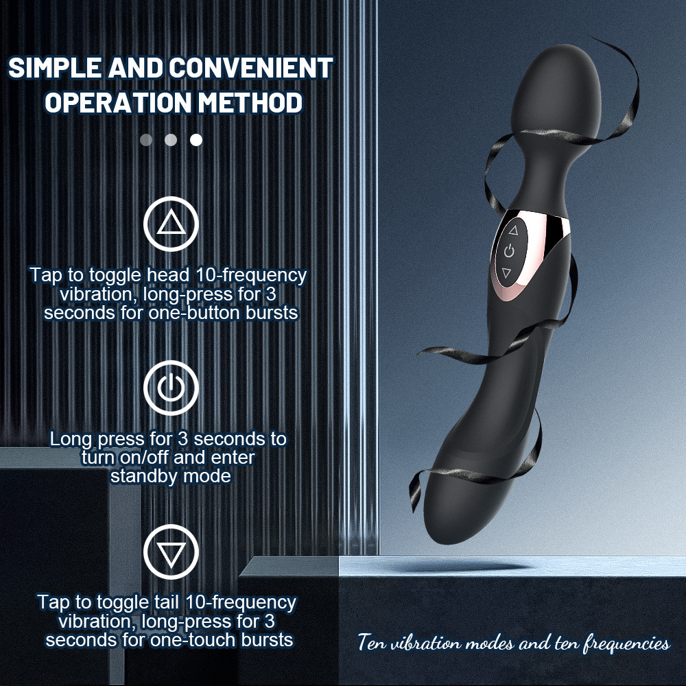 Dual Vibrator Dildo G-Spot Massage Wand Real Clit Stimulator Sex Toys for Women