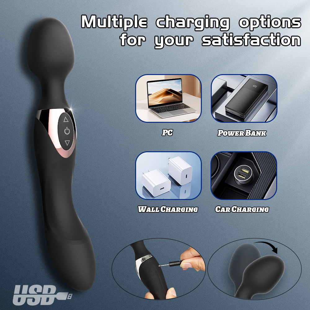 Dual Vibrator Dildo G-Spot Massage Wand Real Clit Stimulator Sex Toys for Women
