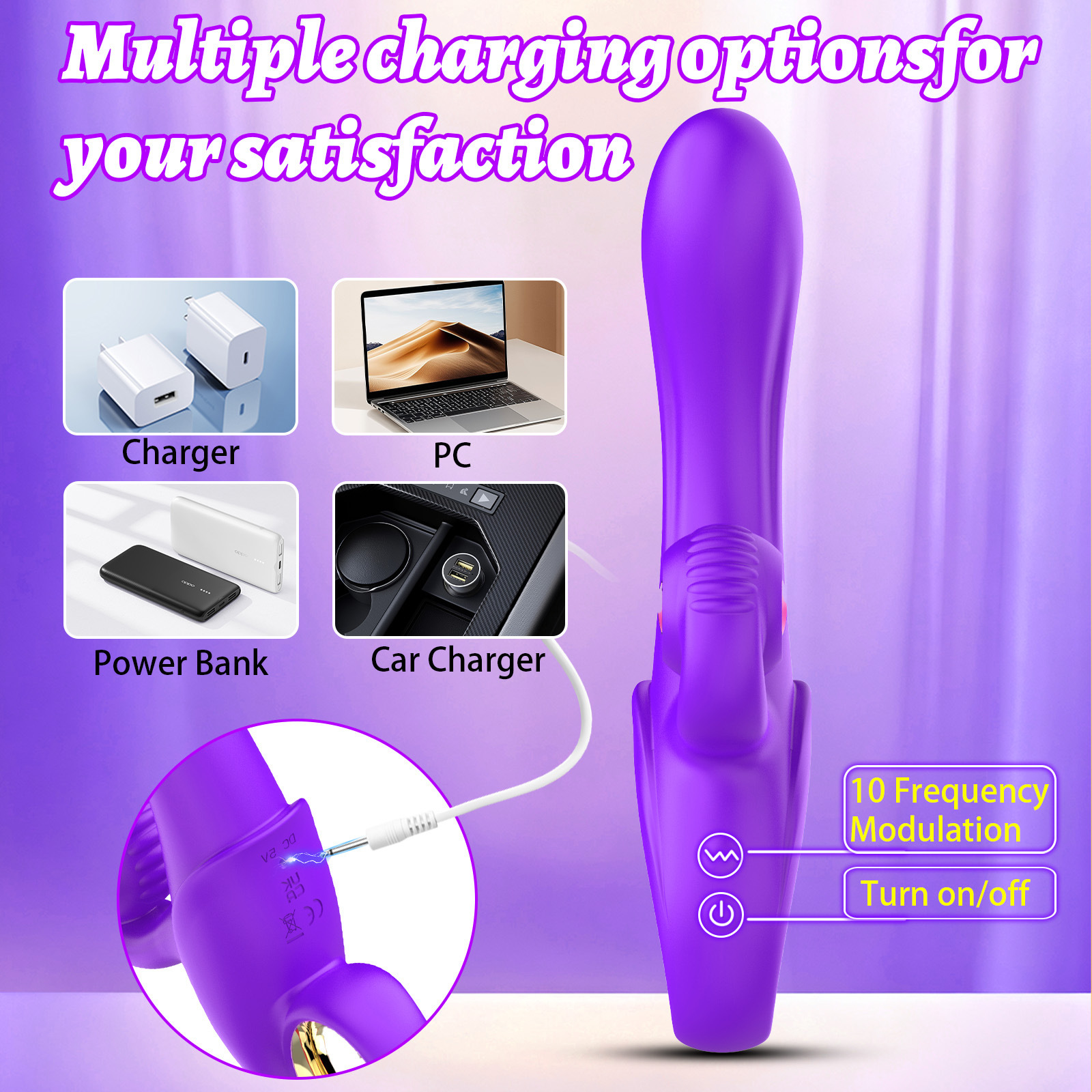 2IN1 G-Spot Vibrator Dildo Clit Licking Tongue Massager Adult Sex Toys For Women
