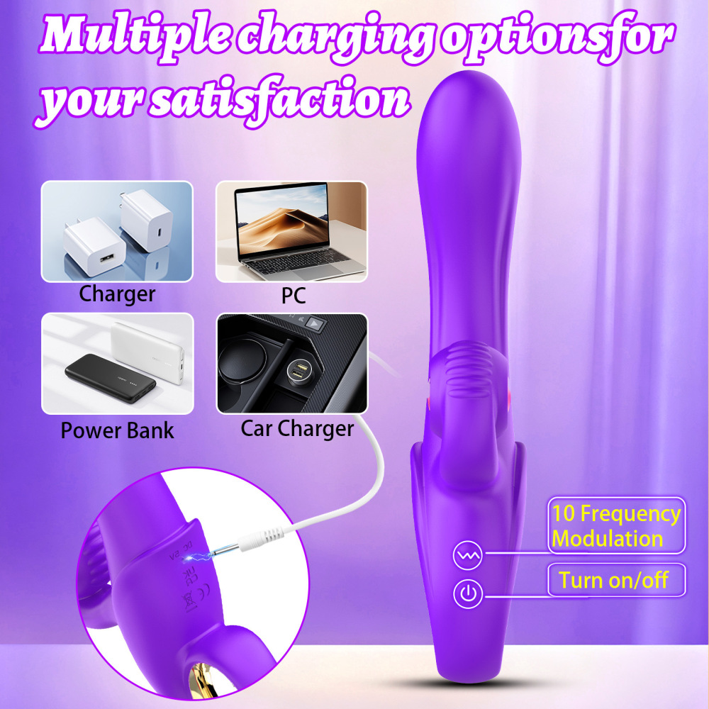 2IN1 G-Spot Vibrator Dildo Clit Licking Tongue Massager Adult Sex Toys For Women