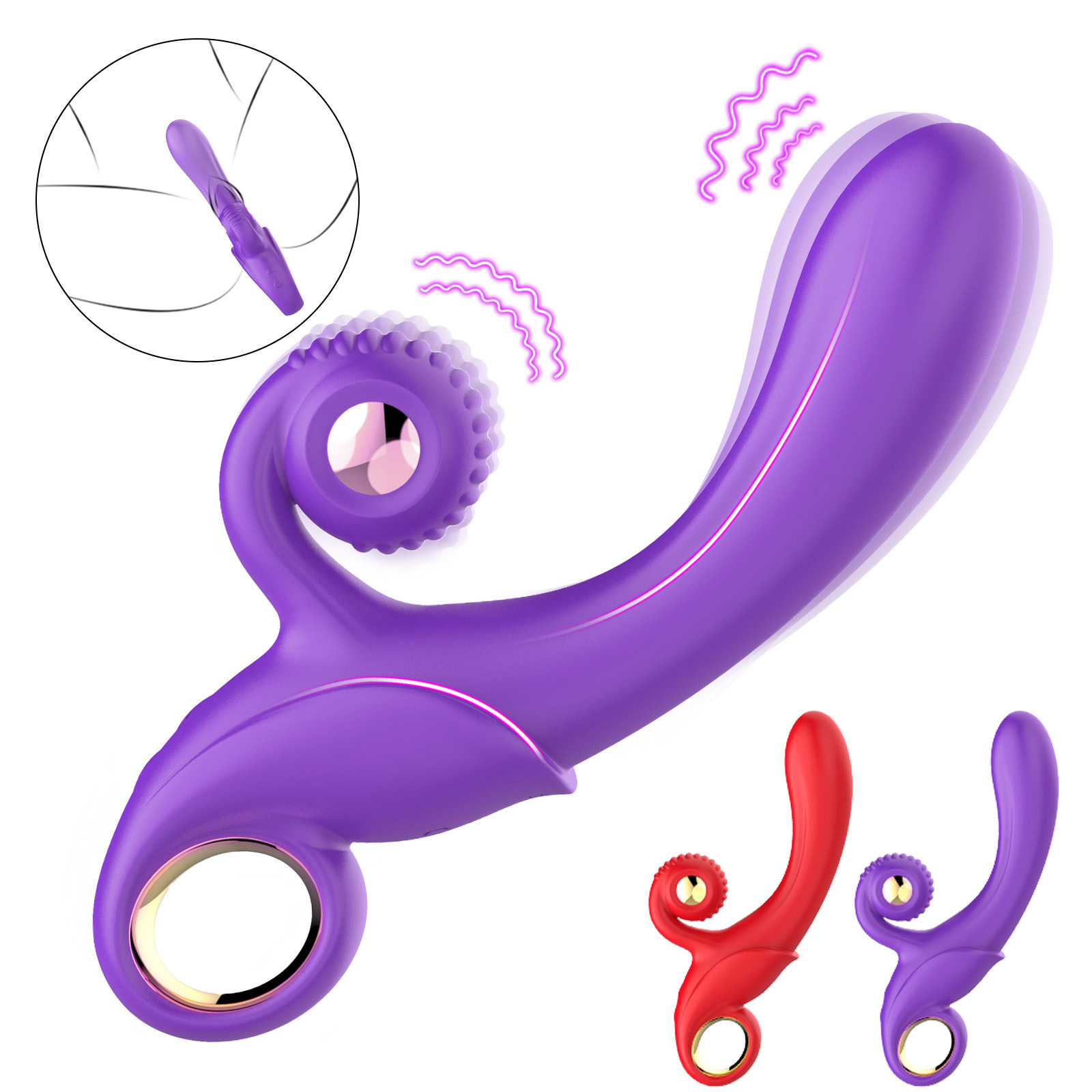 2IN1 G-Spot Vibrator Dildo Clit Licking Tongue Massager Adult Sex Toys For Women