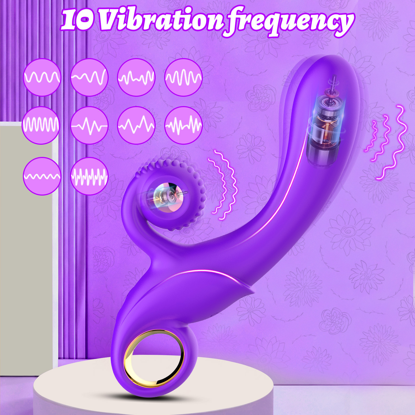2IN1 G-Spot Vibrator Dildo Clit Licking Tongue Massager Adult Sex Toys For Women