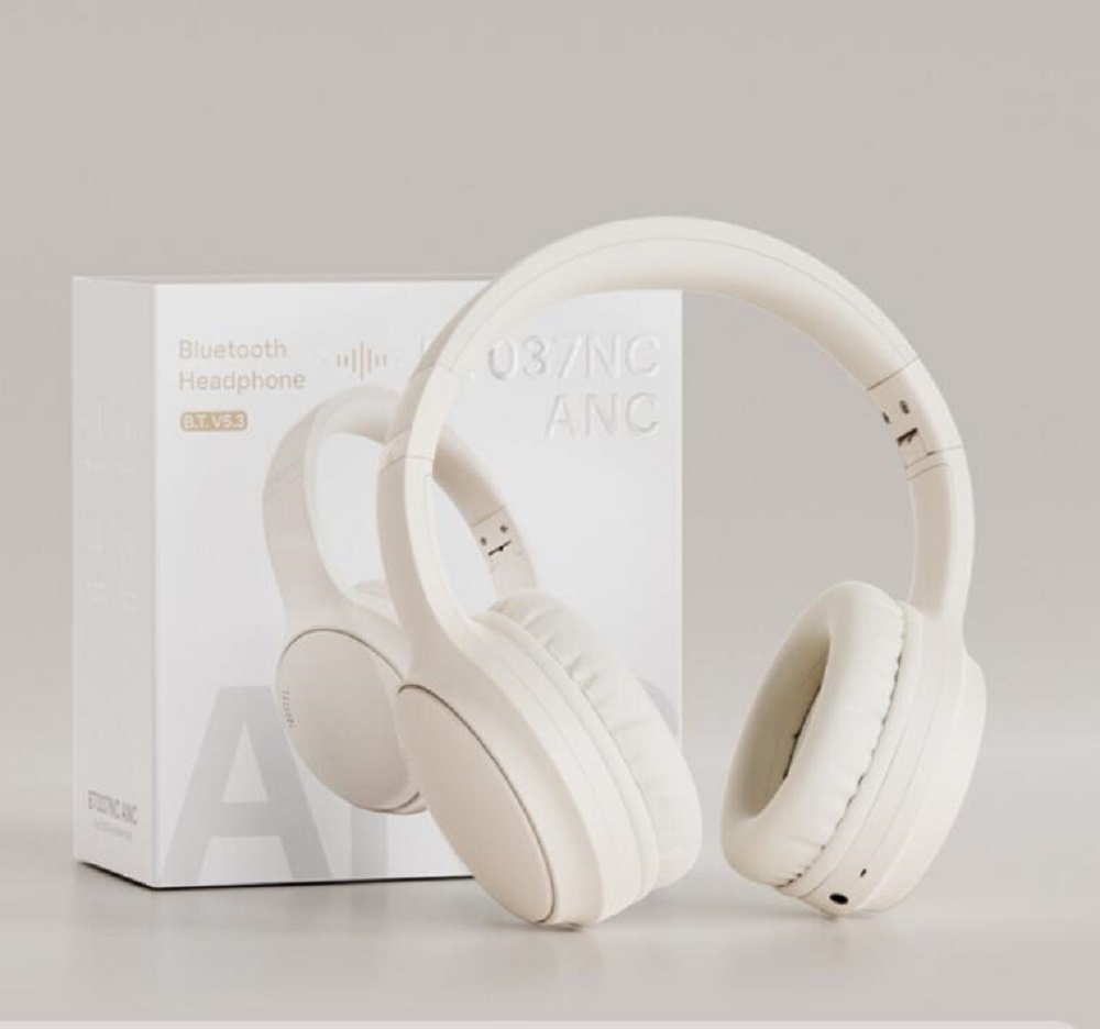 Head Mounted Wireless Bluetooth Earphones with ANC Active Noise Cancellation and ENC Call Function, Foldable Head Mounted Earphones Suitable for School Travel and Work