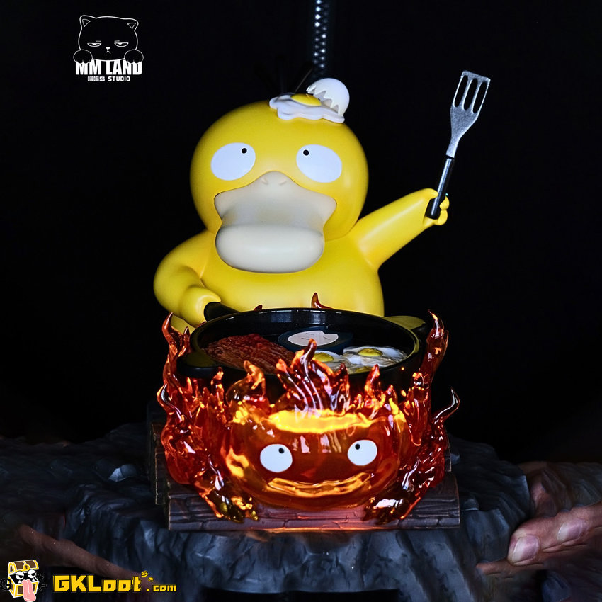 Mmland Studio Pokémon & Howl's Moving Castle Psyduck & Calcifer Statue