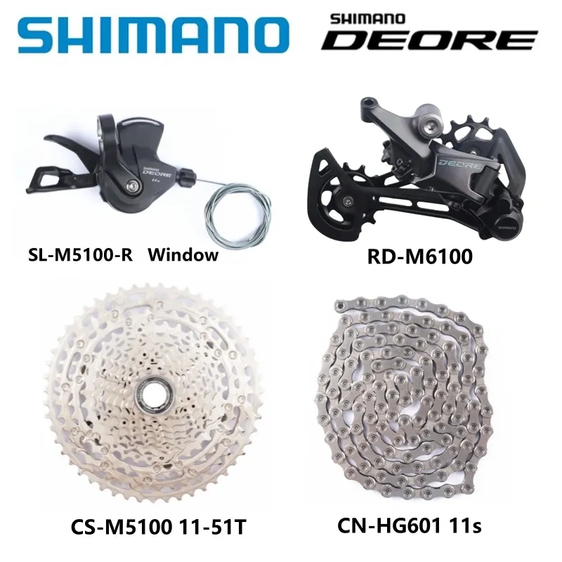 SHIMANO DEORE 11Speed Set SL-M5100 Right RD-M5100 RD-M6100 CS-M6100 11-51T Cassette CN-HG601 Chain For MTB Original Parts