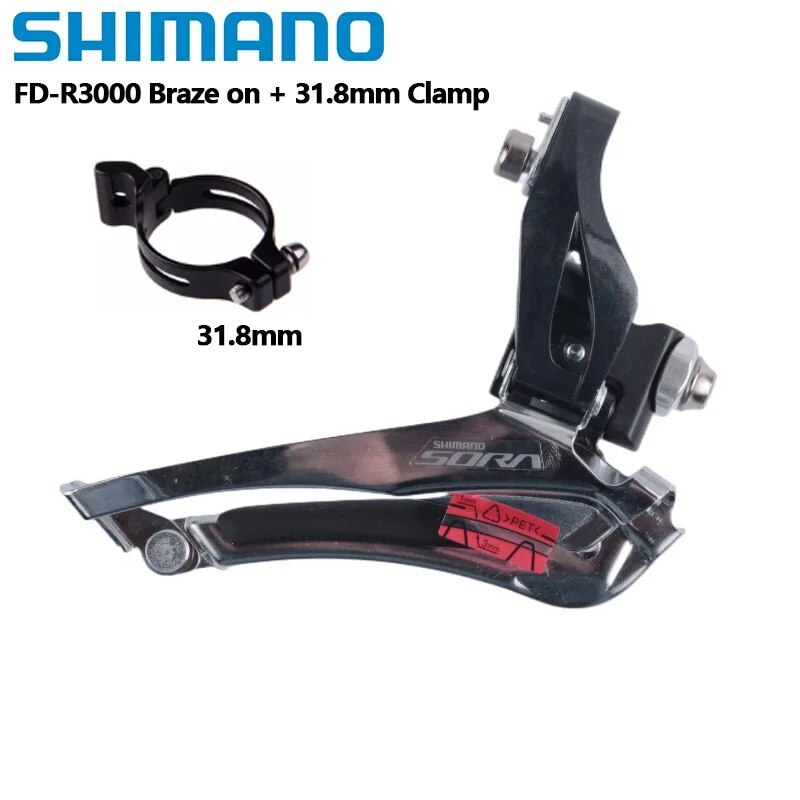 SHIMANO SORA FD R3000 Front Derailleur Brazed On 31.8mm 34.9mm Clamp 2x9 Speed Road Bike Bicycle Accessories