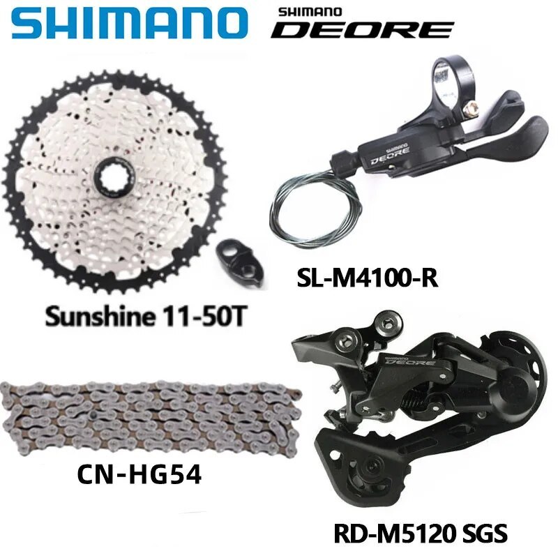 Shimano DEORE M4100 10s Groupset M4120 M5120 Rear Derailleur Shifter Sunshine 11-46T 11-42T 11-50T Cassette Hg54 Chain MTB Set
