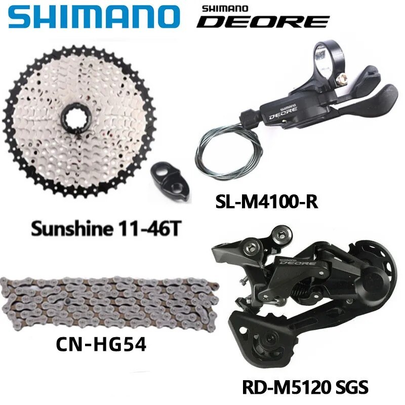 Shimano DEORE M4100 10s Groupset M4120 M5120 Rear Derailleur Shifter Sunshine 11-46T 11-42T 11-50T Cassette Hg54 Chain MTB Set