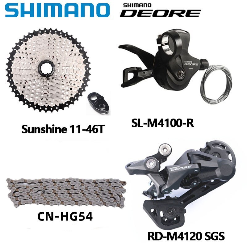 Shimano DEORE M4100 10s Groupset M4120 M5120 Rear Derailleur Shifter Sunshine 11-46T 11-42T 11-50T Cassette Hg54 Chain MTB Set