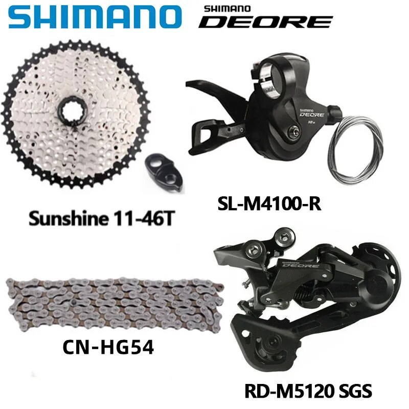 Shimano DEORE M4100 10s Groupset M4120 M5120 Rear Derailleur Shifter Sunshine 11-46T 11-42T 11-50T Cassette Hg54 Chain MTB Set