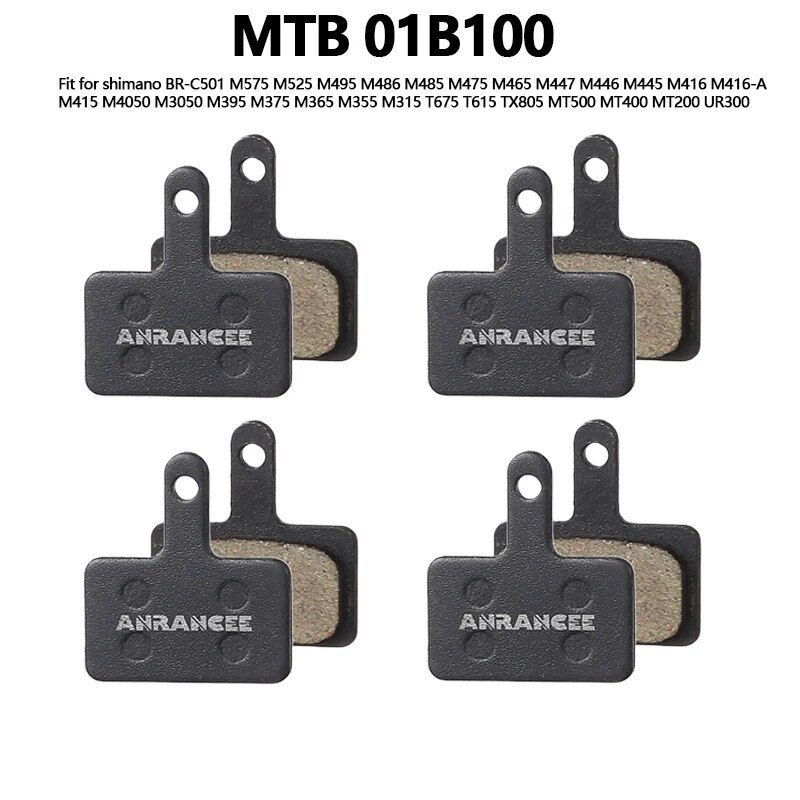 4Pairs Anrancee 01B100 01D100 Resin Disc Brake Pads Bicycle Pads Suitable For Shimano BR M375 M415 M446 MT200 RS505 R7070 R8070