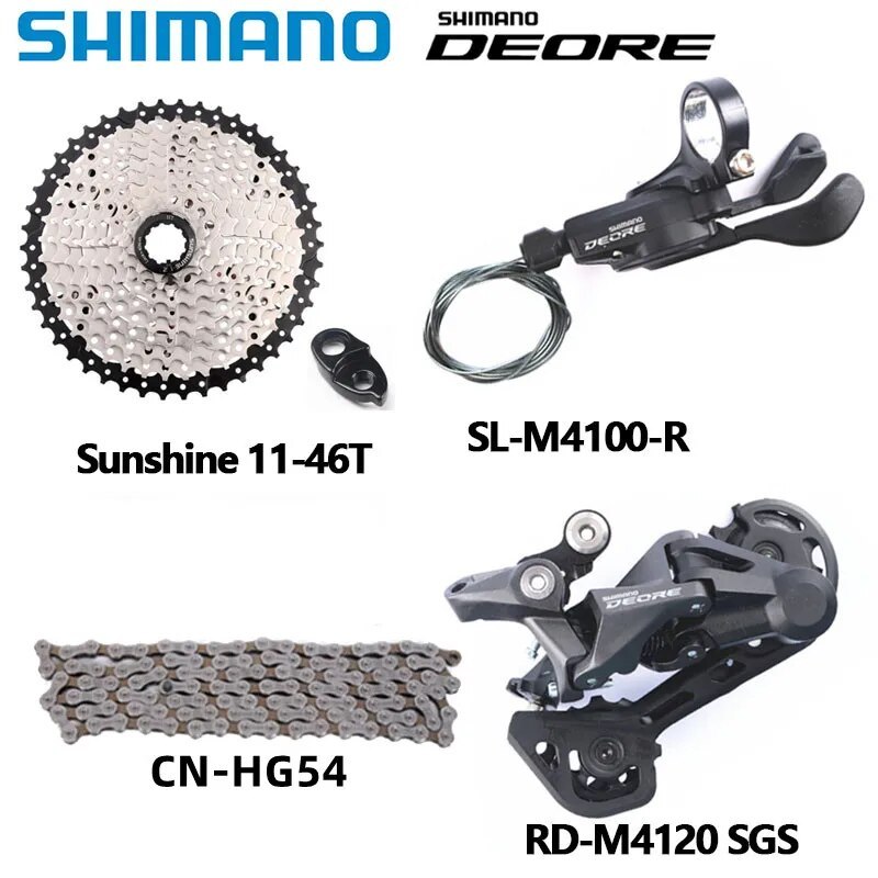 Shimano DEORE M4100 10s Groupset M4120 M5120 Rear Derailleur Shifter Sunshine 11-46T 11-42T 11-50T Cassette Hg54 Chain MTB Set