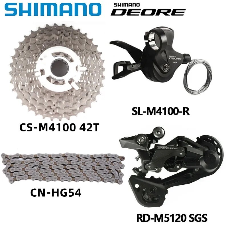 Shimano DEORE M4100 10s Groupset M4120 M5120 Rear Derailleur Shifter Sunshine 11-46T 11-42T 11-50T Cassette Hg54 Chain MTB Set
