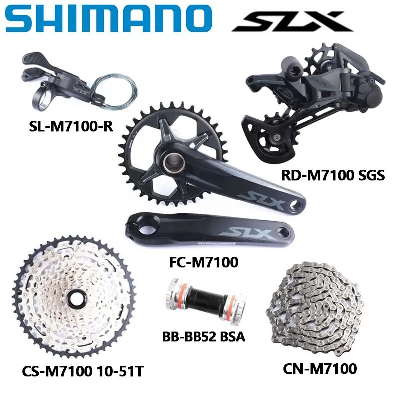 SHIMANO SLX M7100 Groupset 170mm 175mm 32T 34T Groupset 1x12Speed M7100 Shifter Rear Derailleur Crankset M710 M6100 Cassette