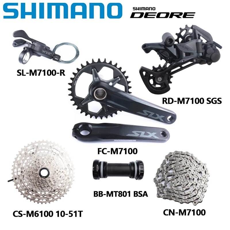 SHIMANO SLX M7100 Groupset 170mm 175mm 32T 34T Groupset 1x12Speed M7100 Shifter Rear Derailleur Crankset M710 M6100 Cassette