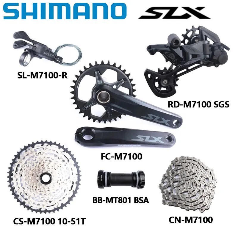 SHIMANO SLX M7100 Groupset 170mm 175mm 32T 34T Groupset 1x12Speed M7100 Shifter Rear Derailleur Crankset M710 M6100 Cassette